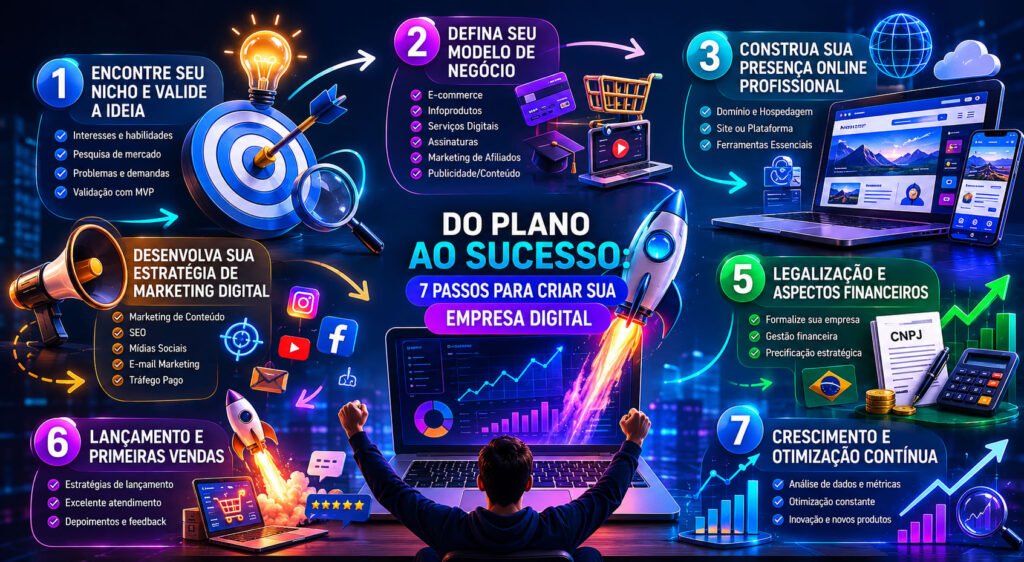 Do Plano ao Sucesso 7 passos para criar sua empresa digital