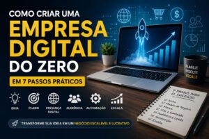 Como criar uma empresa digital do zero utilizando marketing digital, automação e tecnologia para crescer online.