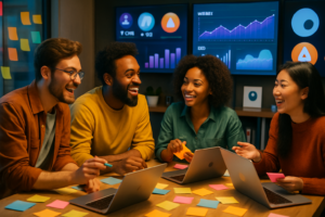 Influenciador digital promovendo marca em redes sociais